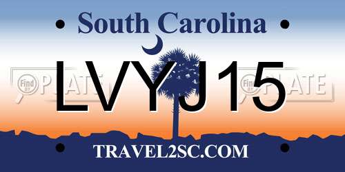 LVYJ15 South Carolina License Plate