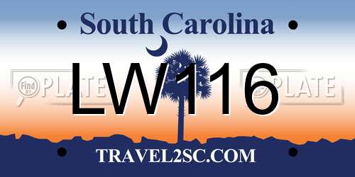 LW116 South Carolina License Plate