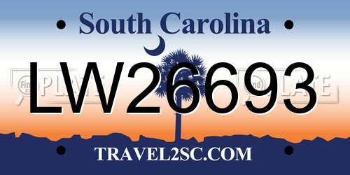 LW26693 South Carolina License Plate