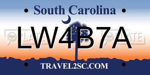 LW4B7A South Carolina License Plate