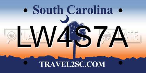 LW4S7A South Carolina License Plate