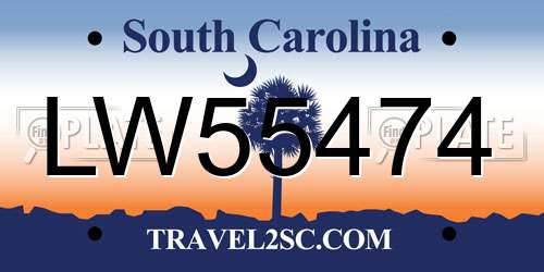 LW55474 South Carolina License Plate
