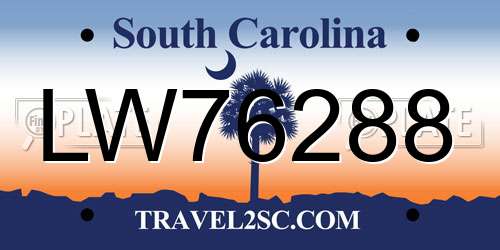 LW76288 South Carolina License Plate