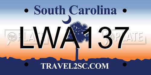 LWA137 South Carolina License Plate
