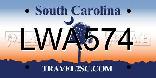 LWA574 South Carolina License Plate