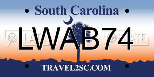 LWAB74 South Carolina License Plate