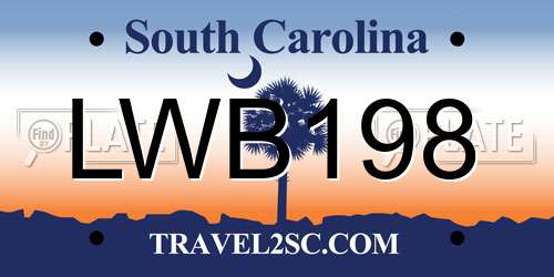 LWB198 South Carolina License Plate