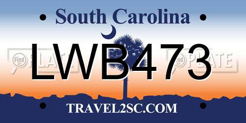 LWB473 South Carolina License Plate