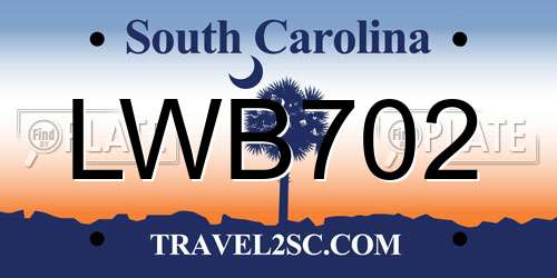 LWB702 South Carolina License Plate