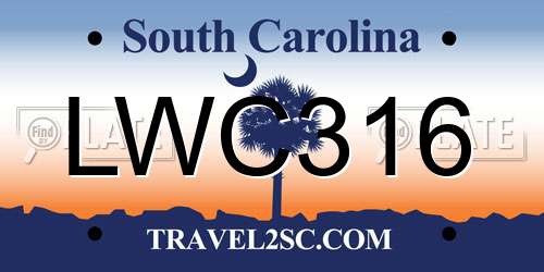 LWC316 South Carolina License Plate