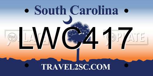 LWC417 South Carolina License Plate
