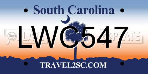 LWC547 South Carolina License Plate
