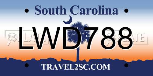 LWD788 South Carolina License Plate