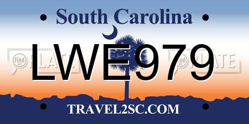 LWE979 South Carolina License Plate