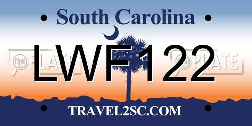 LWF122 South Carolina License Plate