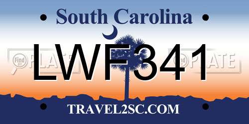 LWF341 South Carolina License Plate