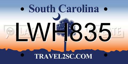 LWH835 South Carolina License Plate