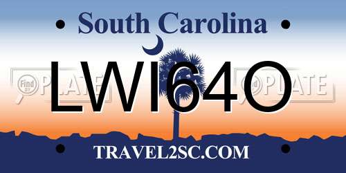 LWI64O South Carolina License Plate