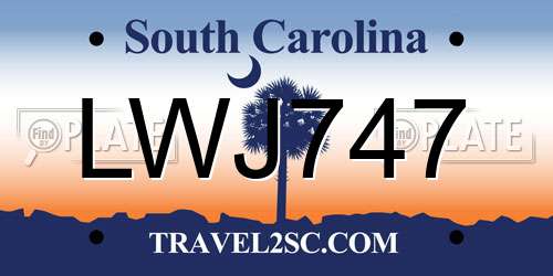 LWJ747 South Carolina License Plate