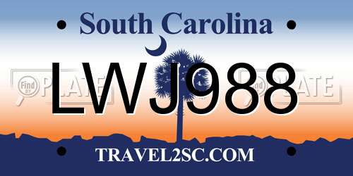 LWJ988 South Carolina License Plate