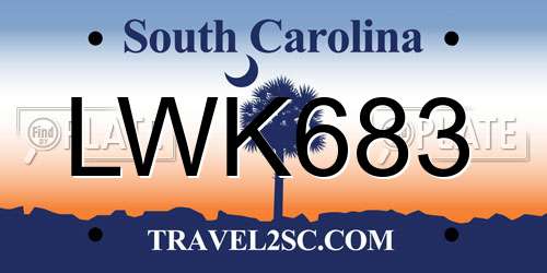 LWK683 South Carolina License Plate
