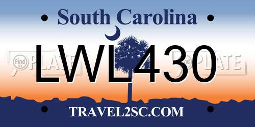 LWL430 South Carolina License Plate