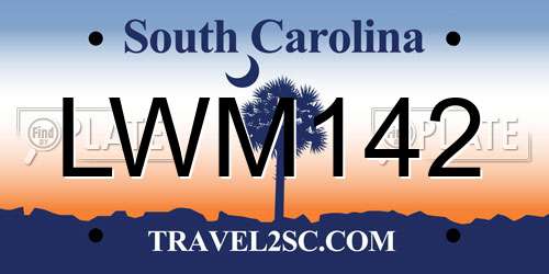 LWM142 South Carolina License Plate