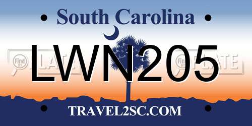 LWN205 South Carolina License Plate