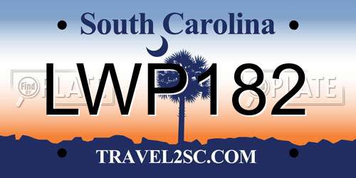 LWP182 South Carolina License Plate