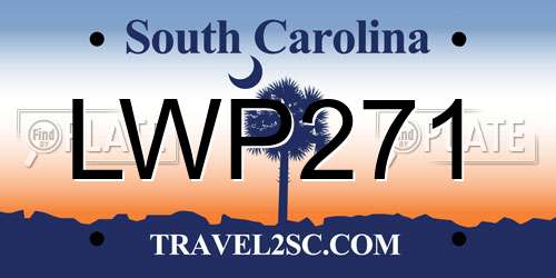 LWP271 South Carolina License Plate