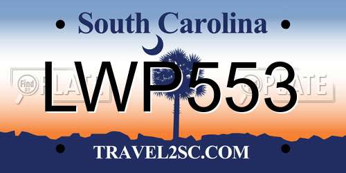 LWP553 South Carolina License Plate