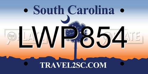 LWP854 South Carolina License Plate