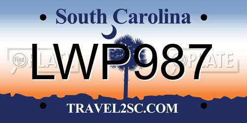 LWP987 South Carolina License Plate