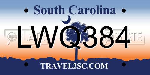 LWQ384 South Carolina License Plate