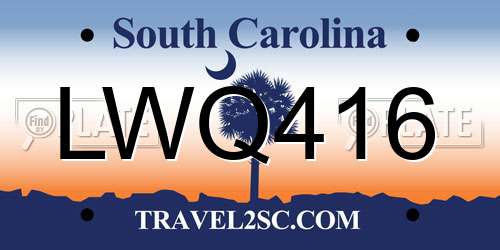 LWQ416 South Carolina License Plate