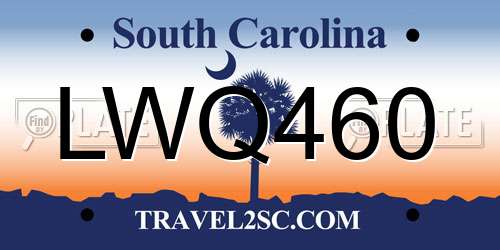 LWQ460 South Carolina License Plate