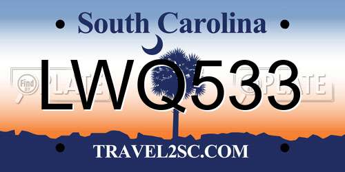 LWQ533 South Carolina License Plate