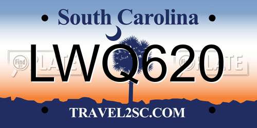 LWQ620 South Carolina License Plate