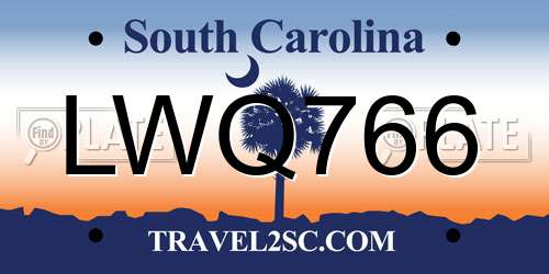 LWQ766 South Carolina License Plate