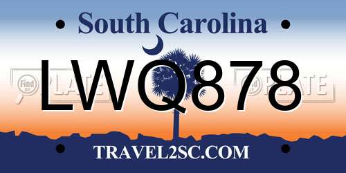 LWQ878 South Carolina License Plate