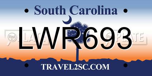 LWR693 South Carolina License Plate