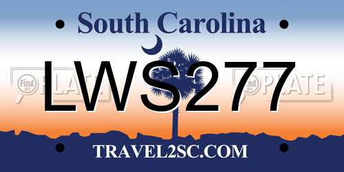 LWS277 South Carolina License Plate