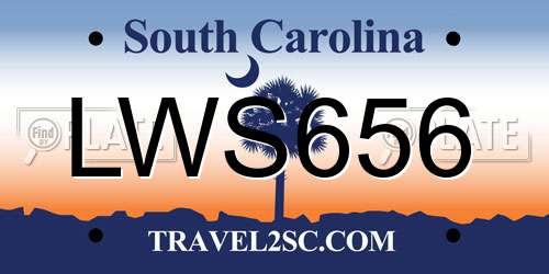 LWS656 South Carolina License Plate