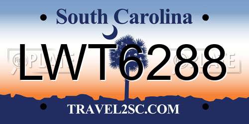 LWT6288 South Carolina License Plate