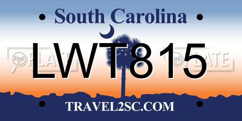 LWT815 South Carolina License Plate