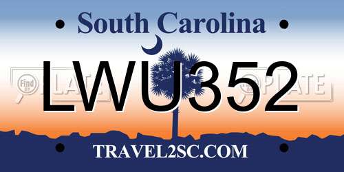LWU352 South Carolina License Plate