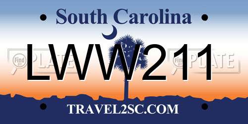 LWW211 South Carolina License Plate