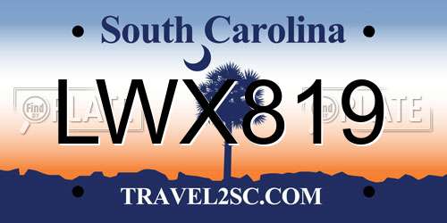 LWX819 South Carolina License Plate