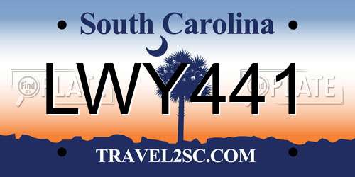 LWY441 South Carolina License Plate