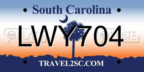 LWY704 South Carolina License Plate